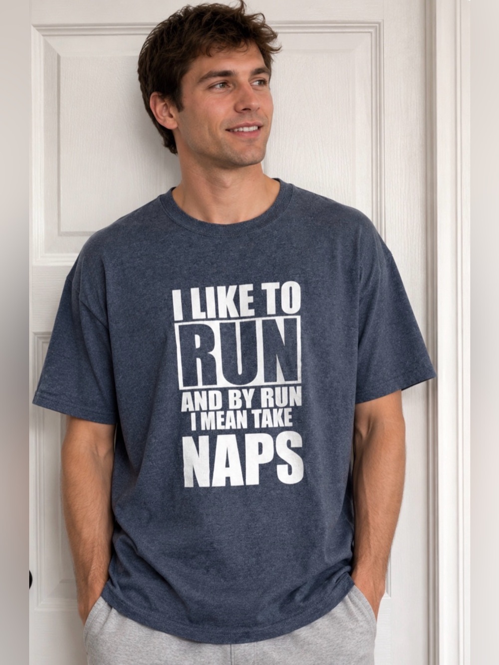 Classic Navy Short-Sleeve Graphic Tee - I Like To Run Naps